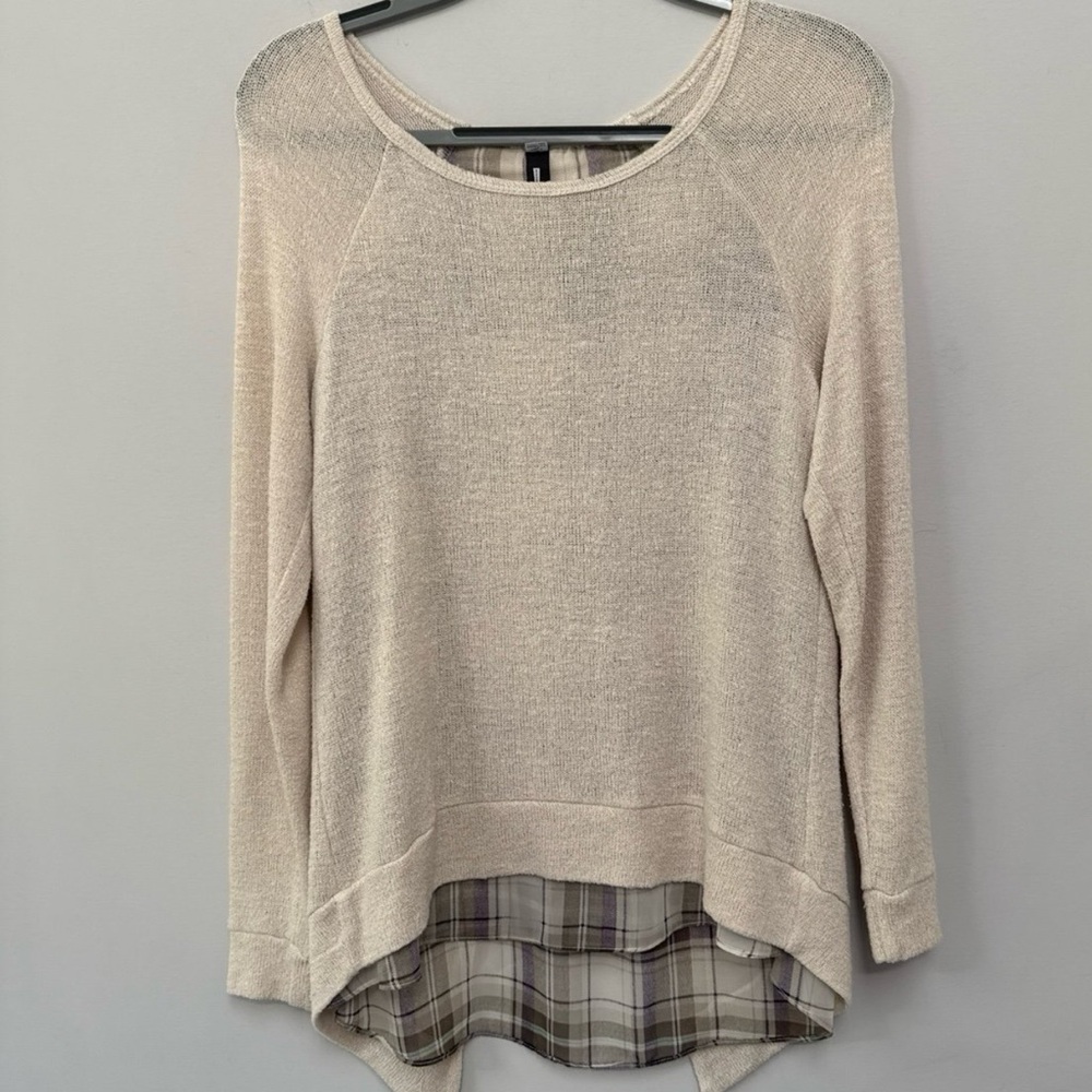 Design Lab Plaid Accent Sweater